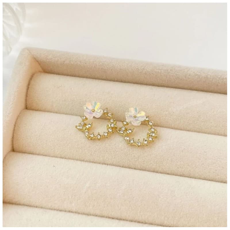 Kolczyki Sztyfty Wianuszki z Cyrkoniami - Kwiatowy Blask K1672 🌸