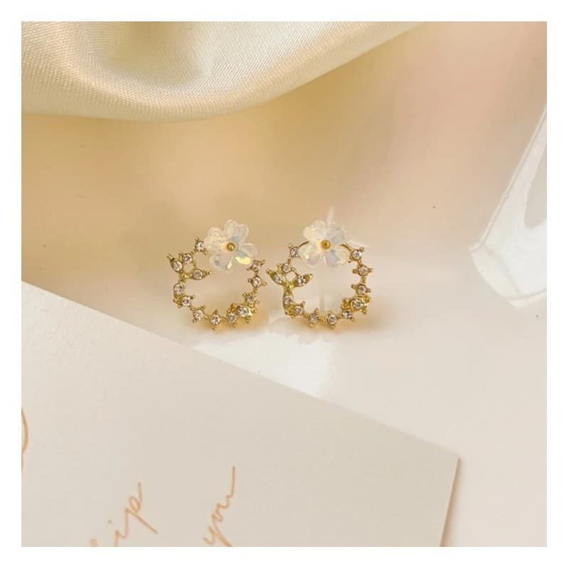 Kolczyki Sztyfty Wianuszki z Cyrkoniami - Kwiatowy Blask K1672 🌸
