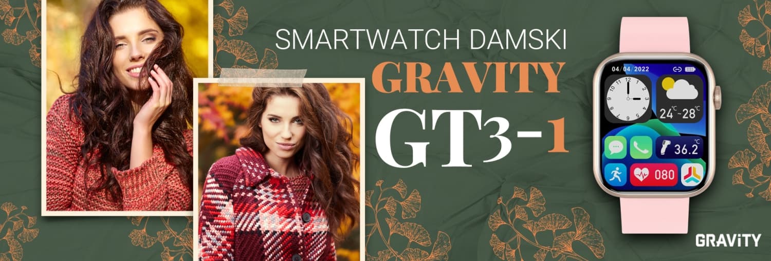 Elegancki damski smartwatch Gravity GT3-1 z fitnessem 🏃‍♀️