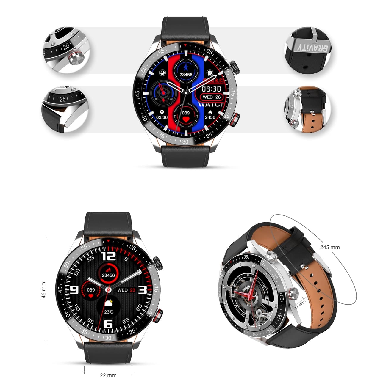 Męski Smartwatch Gravity GT4-5 z monitoringiem aktywności ⌚️