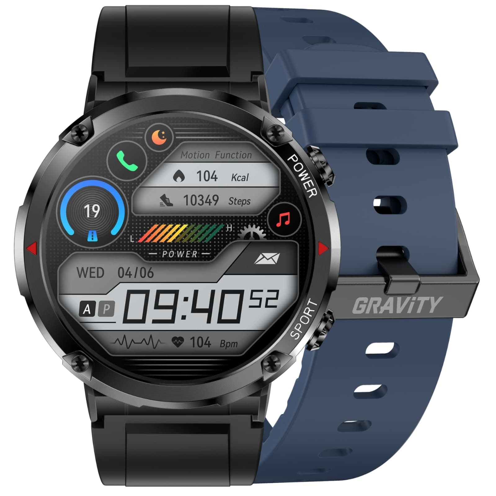 Elegancki Smartwatch Gravity GT21-5 Granatowy Pasek Silikonowy 🕰️