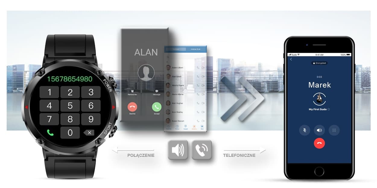 Elegancki Smartwatch Gravity GT21-5 Granatowy Pasek Silikonowy 🕰️