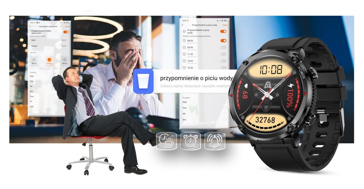 Elegancki Smartwatch Gravity GT21-5 Granatowy Pasek Silikonowy 🕰️