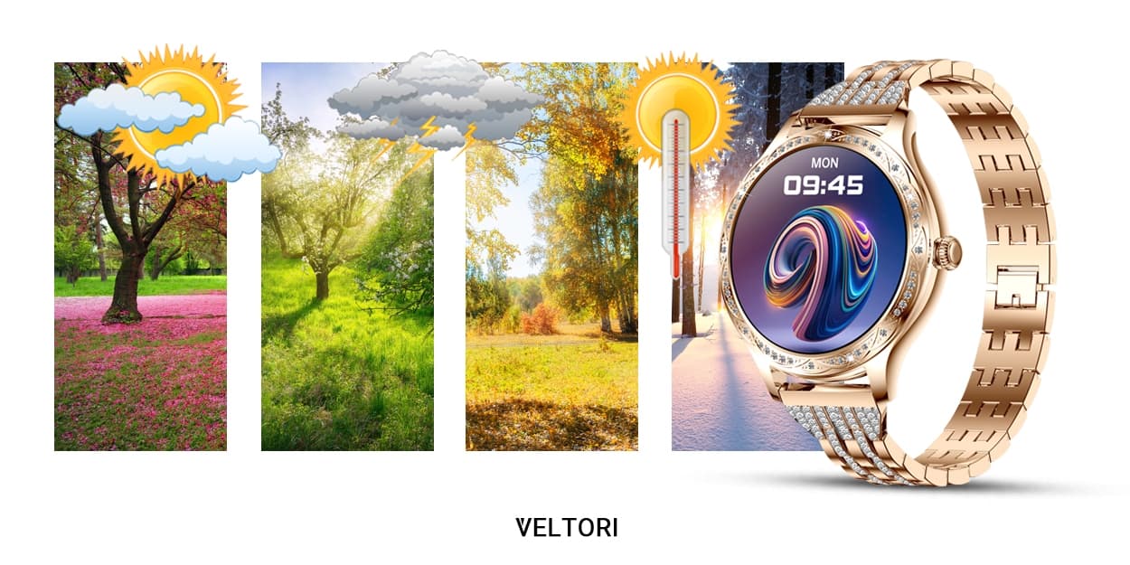 Elegancki damski smartwatch VELTORI VT350-1 Różowe Złoto 💖