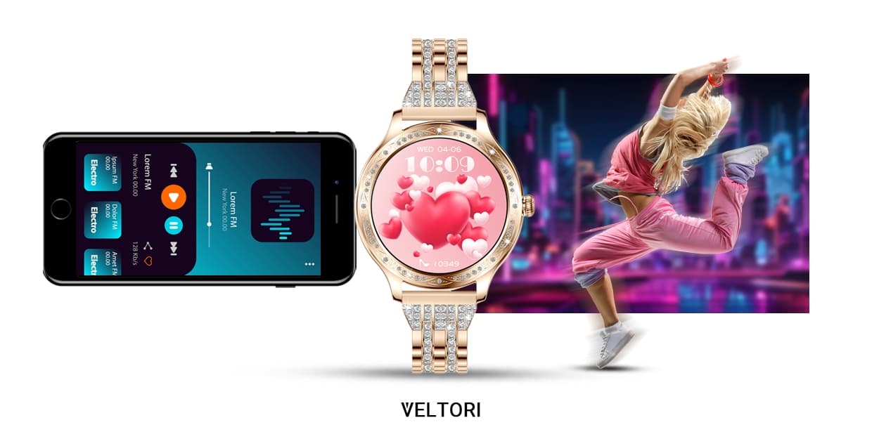 Elegancki damski smartwatch VELTORI VT350-1 Różowe Złoto 💖