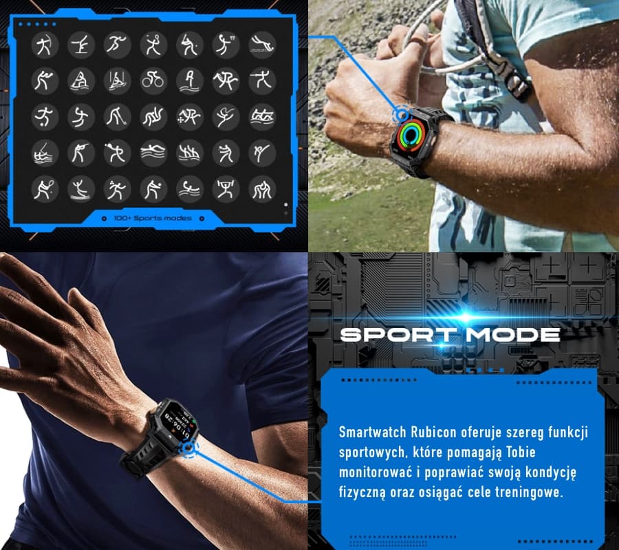 Elegancki smartwatch męski Rubicon RNCF24-1 Black ⌚