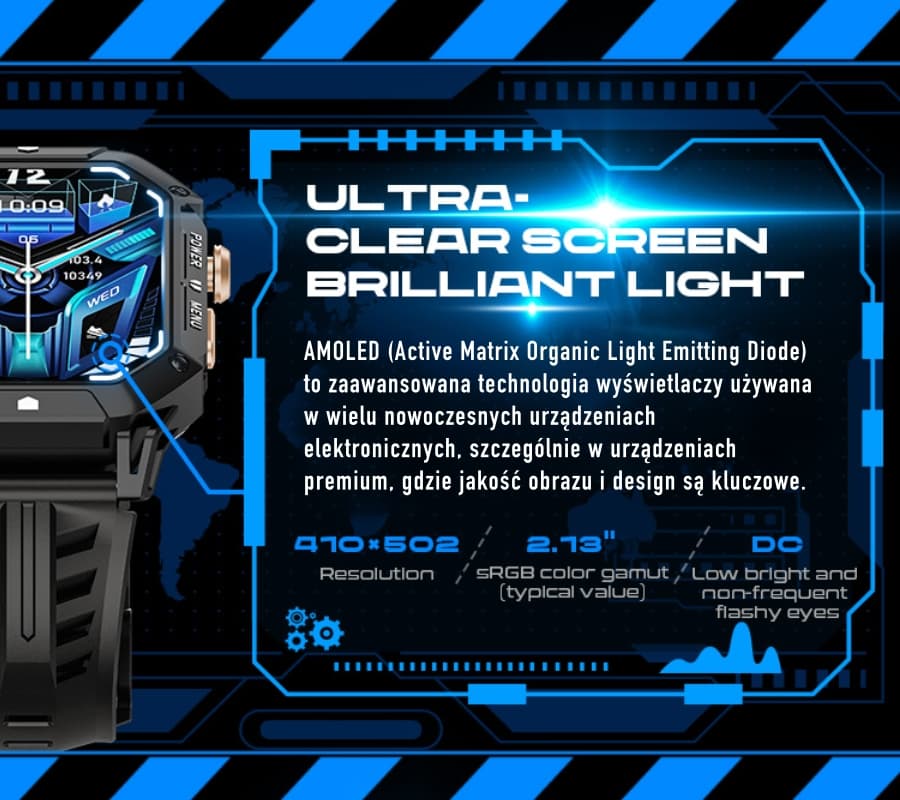 Elegancki smartwatch męski Rubicon RNCF24-1 Black ⌚