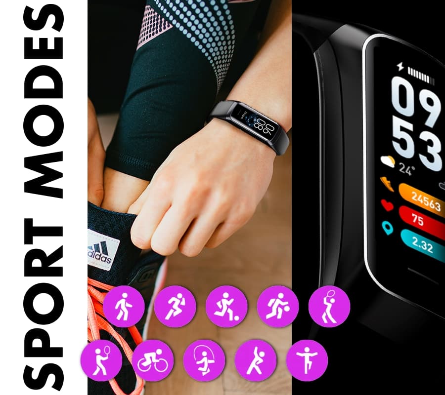 Stylowy damski smartband RUBICON RNCF05 Rose-Berry 🌹