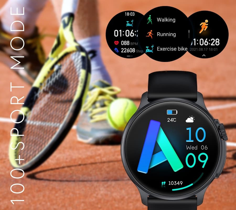 Męski smartwatch Rubicon RNCF12 tytanowy, pomarańczowy pasek ⌚