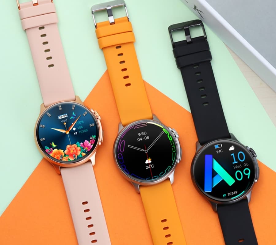 Męski smartwatch Rubicon RNCF12 tytanowy, pomarańczowy pasek ⌚