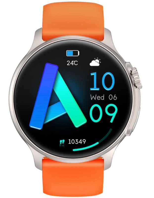 Męski smartwatch Rubicon RNCF12 tytanowy, pomarańczowy pasek ⌚