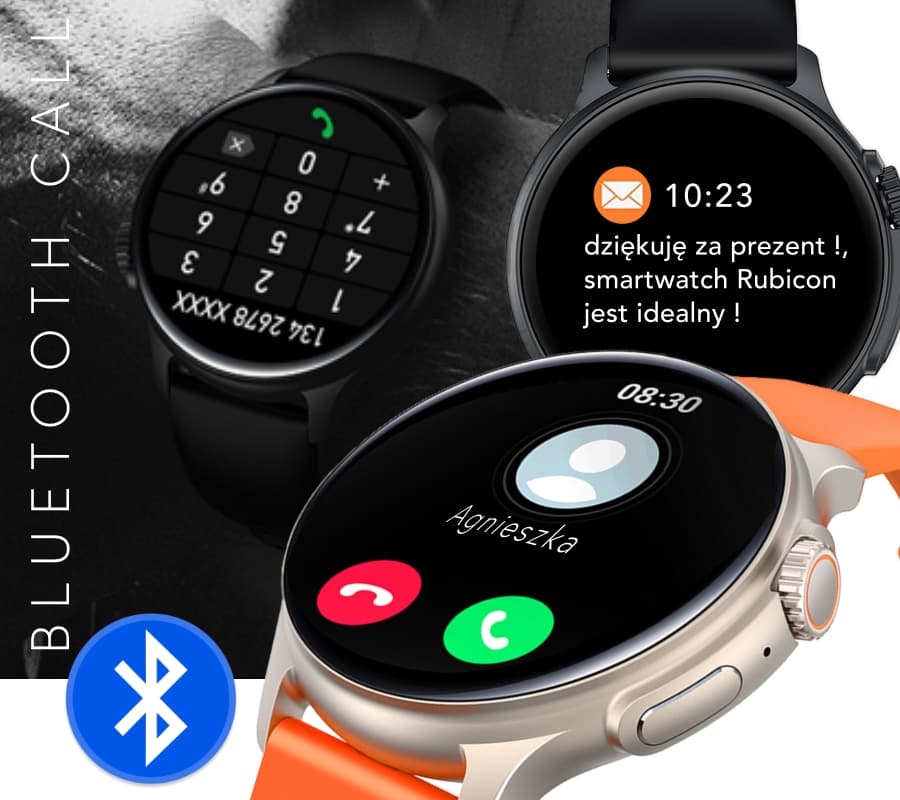 Męski smartwatch Rubicon RNCF12 tytanowy, pomarańczowy pasek ⌚