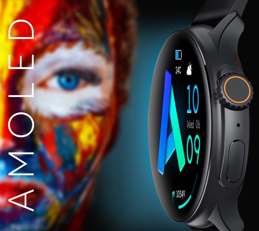 Męski smartwatch Rubicon RNCF12 tytanowy, pomarańczowy pasek ⌚