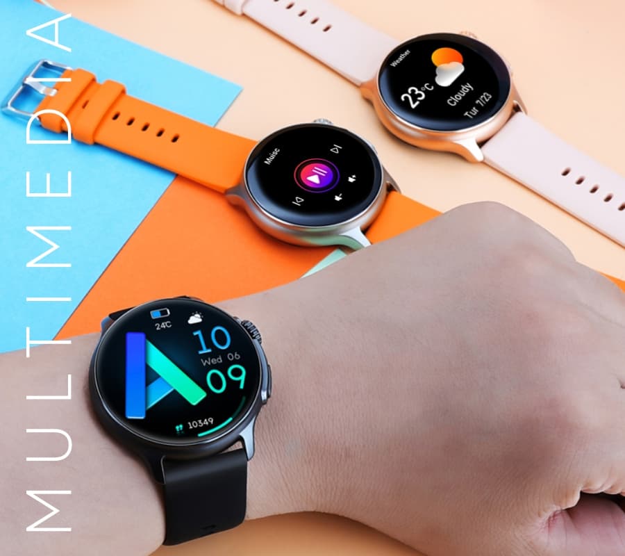 Męski smartwatch Rubicon RNCF12 tytanowy, pomarańczowy pasek ⌚