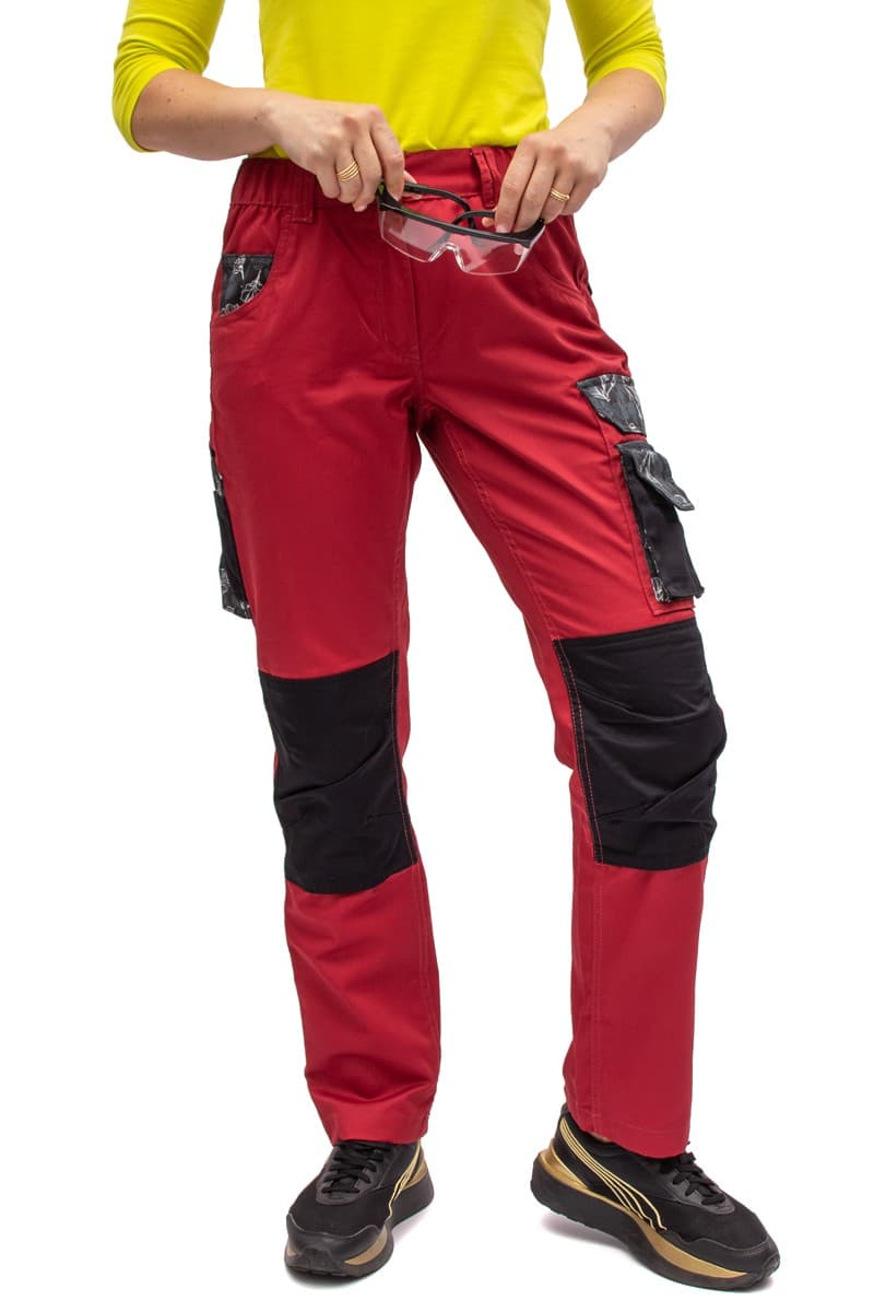 Czerwone Spodnie Robocze Damskie S36-XXL, Bezpieczeństwo i Styl 🛠️