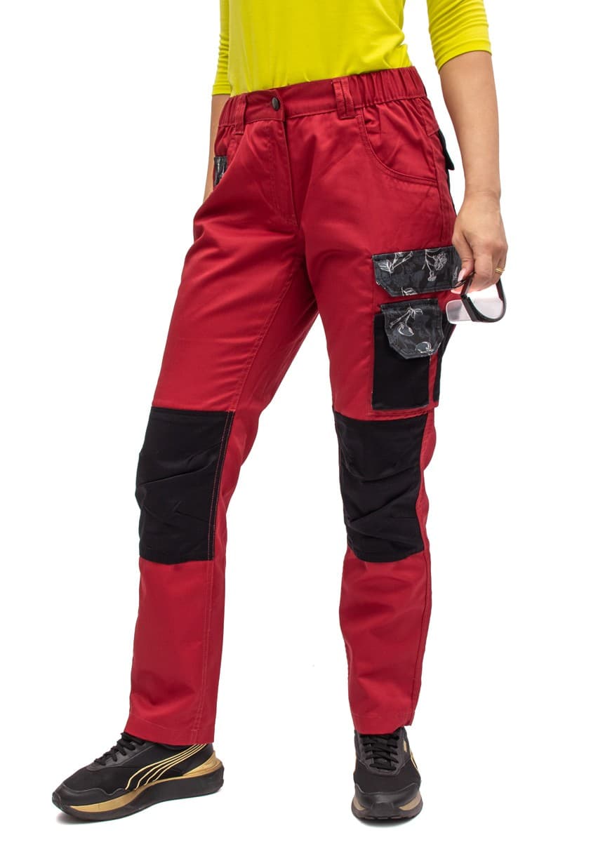 Czerwone Spodnie Robocze Damskie S36-XXL, Bezpieczeństwo i Styl 🛠️