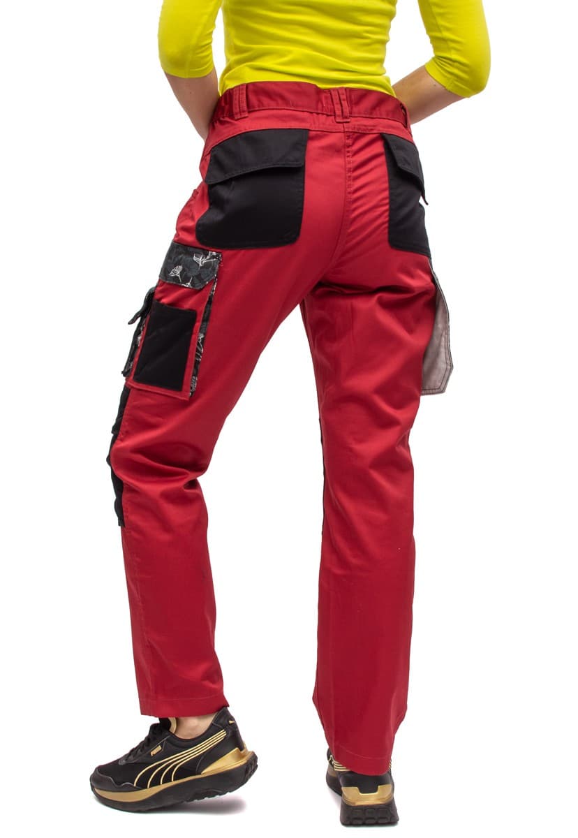 Czerwone Spodnie Robocze Damskie S36-XXL, Bezpieczeństwo i Styl 🛠️