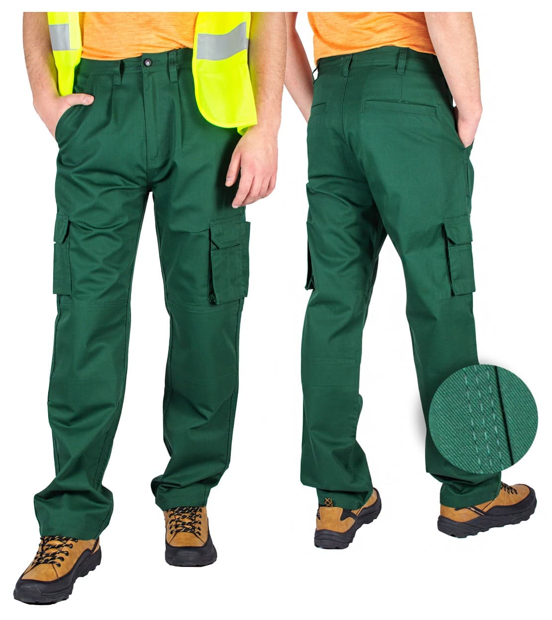 FIRI W40-L34: Męskie Spodnie Robocze Zielone z Potrójnymi Szwami 🛠️