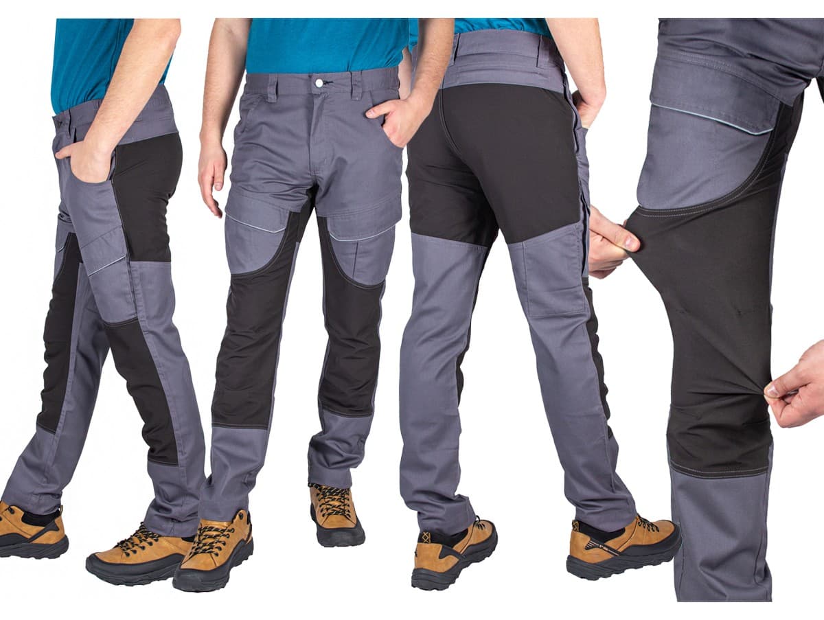 Elastyczne Spodnie Robocze Slim Męskie, Wygodne do Pasa, Szary XL 🛠️