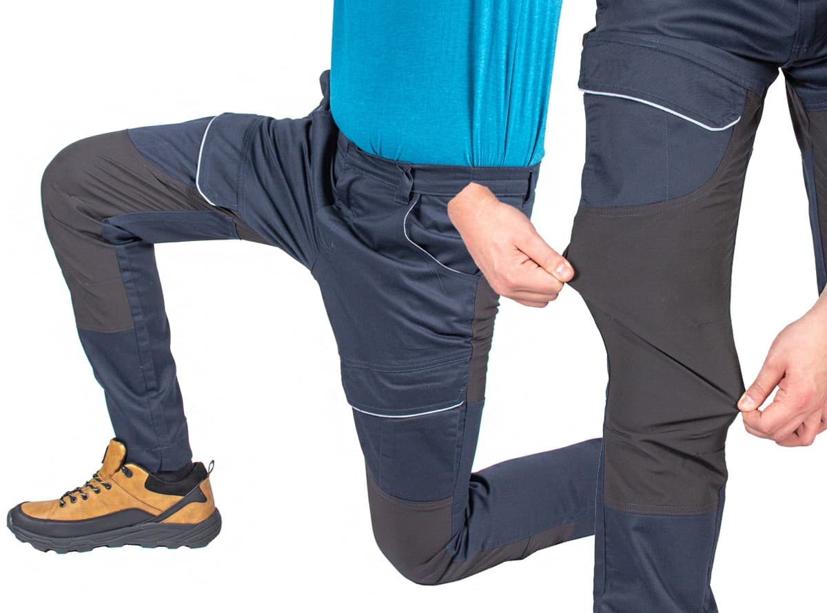 Elastyczne Spodnie Robocze Slim Męskie Granat L - Komfort Pracy 🛠️