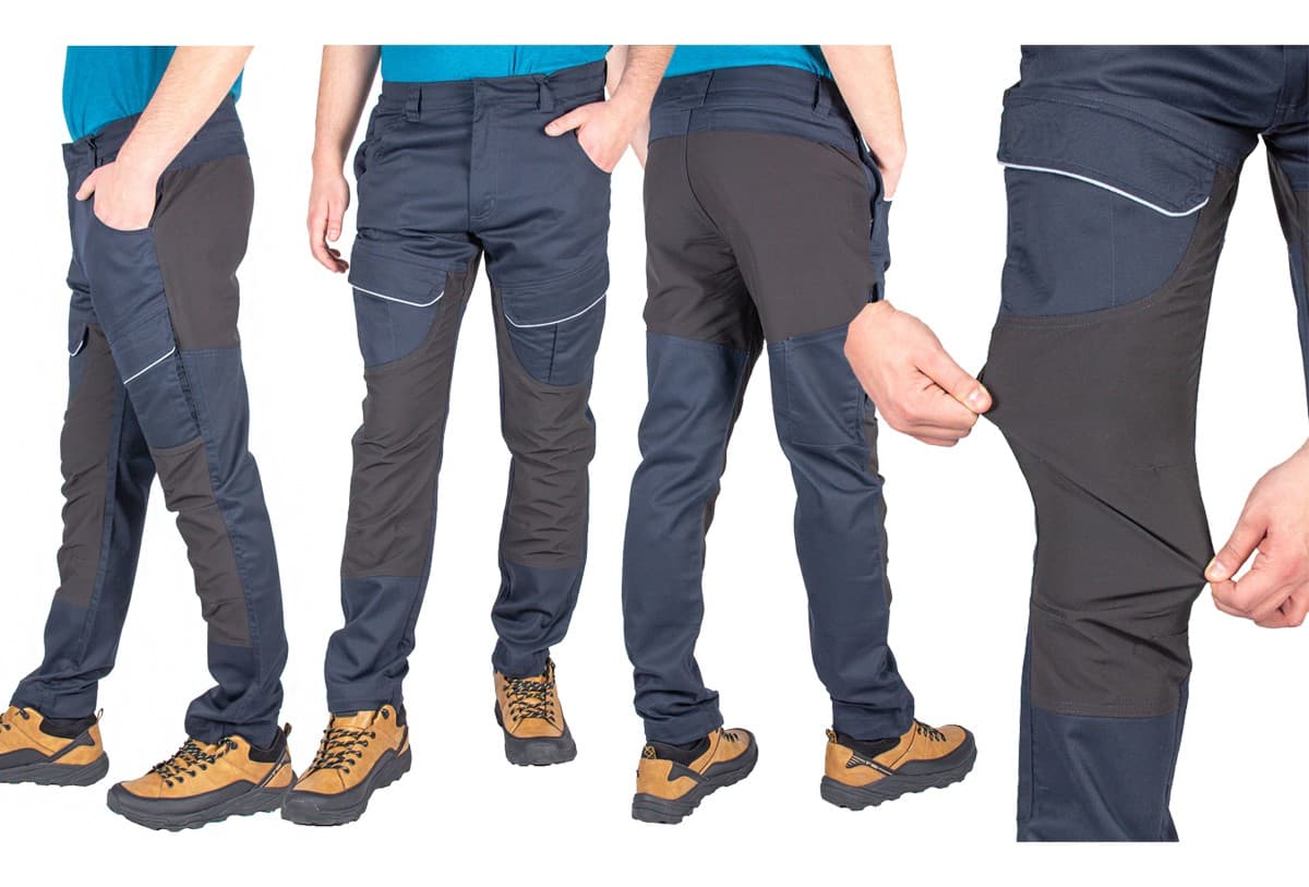 Elastyczne Spodnie Robocze Slim Męskie Granat L - Komfort Pracy 🛠️