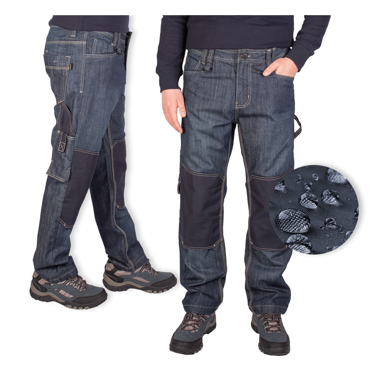 Męskie Jeansy Robocze FIRI, Wzmocnione, 100% Bawełna, W36-L34 💪